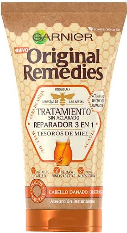 Незмивний засіб для волосся 3-в-1 "Медові скарби" - Garnier Original Remedies Repairing Honey Treasures Leave-In Treatment — фото N1