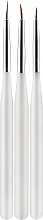 Набір пензликів для дизайну нігтів CS34W, біла ручка, 3 шт. - Cosmo Shop — фото N1