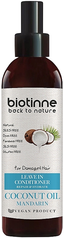 Кондиціонер для волосся "Кокосове масло і мандарин" - Biotinne Coconut Oil Mandarin Leave In Conditioner — фото N1