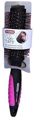 Расческа круглая, 23 см черная/розовая - Titania Hair Care — фото N1