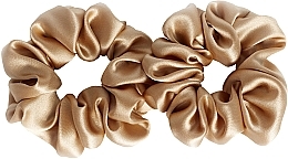 Парфумерія, косметика Набір резинок з натурального шовку, розмір M, світло-коричневий - de Lure Scrunchie Set