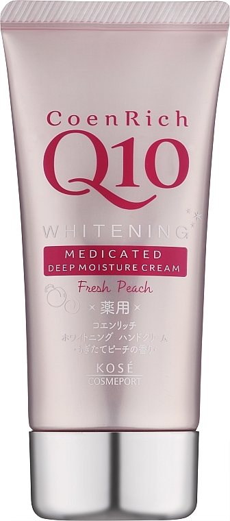 Отбеливающий и увлажняющий крем для рук - Kose CoenRich Q10 Whitening Medicated Hand Cream Fresh Peach — фото N1