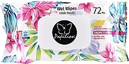 Влажные салфетки с пластиковой крышкой "Тропические цветы", белая упаковка, 72 шт - Papilion Wet Wipes Tropic Flowers — фото N1