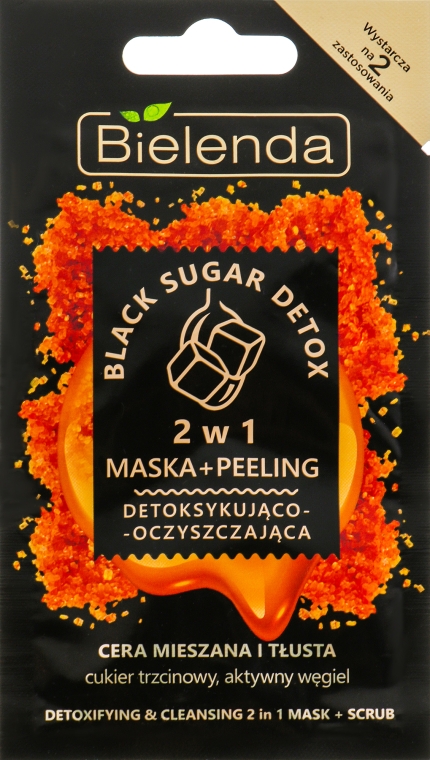 Маска-пилинг 2 в 1 "Детокс-очищение" - Bielenda Black Sugar Detox Maska + Peeling