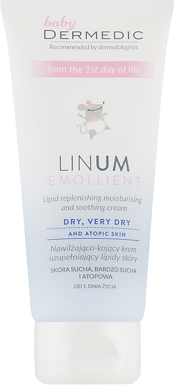 Увлажняющий и успокаивающий крем для детей с 1-го дня жизни - Dermedic Linum Emolient Baby Cream — фото N2