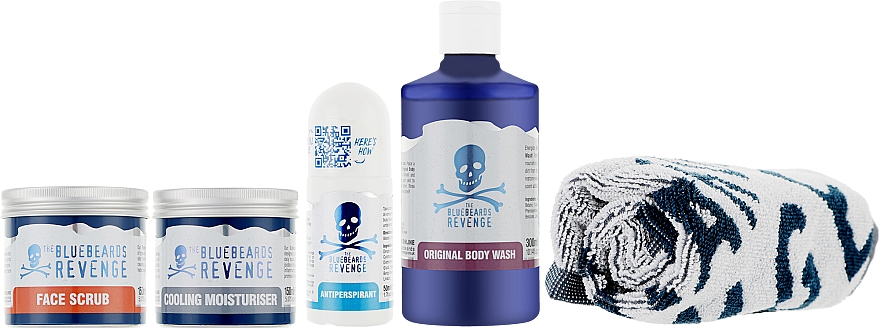 Набір - The Bluebeards Revenge Daily Essentials Set (b/wash/300ml + f/sc/150ml + f/cr/150ml + deo/stick/50ml + towel) — фото N2