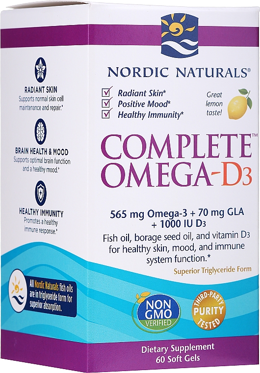 Харчова добавка, лимон "Омега-3-6-9 + Д3" - Nordic Naturals Complete Omega- D3 Lemon — фото N1