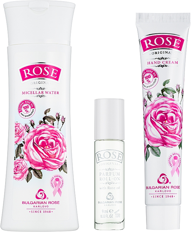 Bulgarian Rose Rose - Набір (parfum/roll/on/9ml + mic/water/150ml + h/cr/50ml) — фото N2