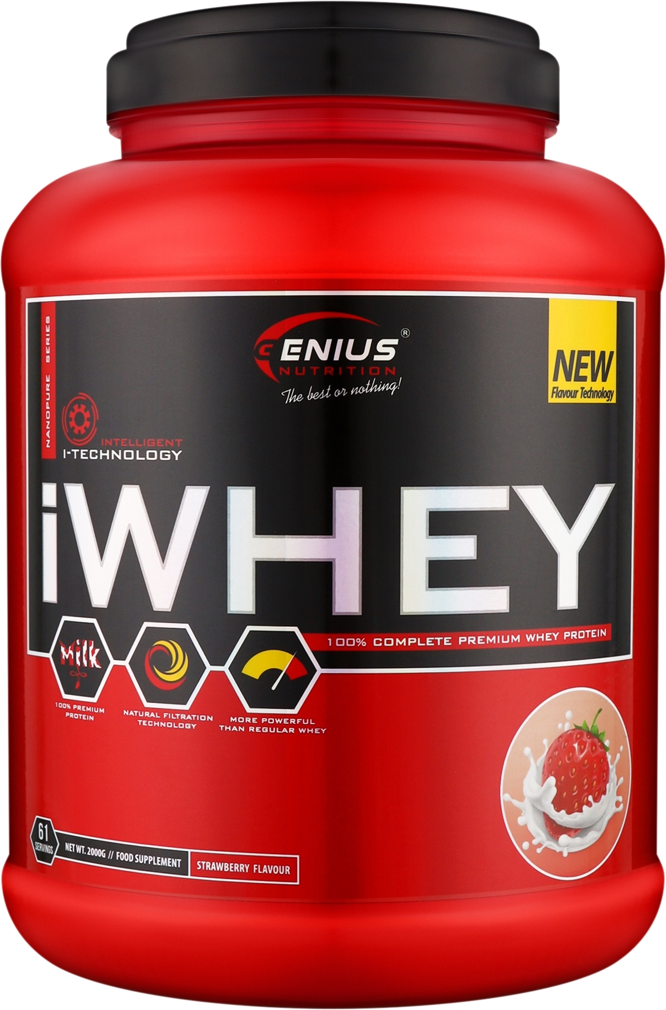 Протеїн сироватковий зі смаком полуниці - Genius Nutrition iWhey Strawberry — фото 2000g