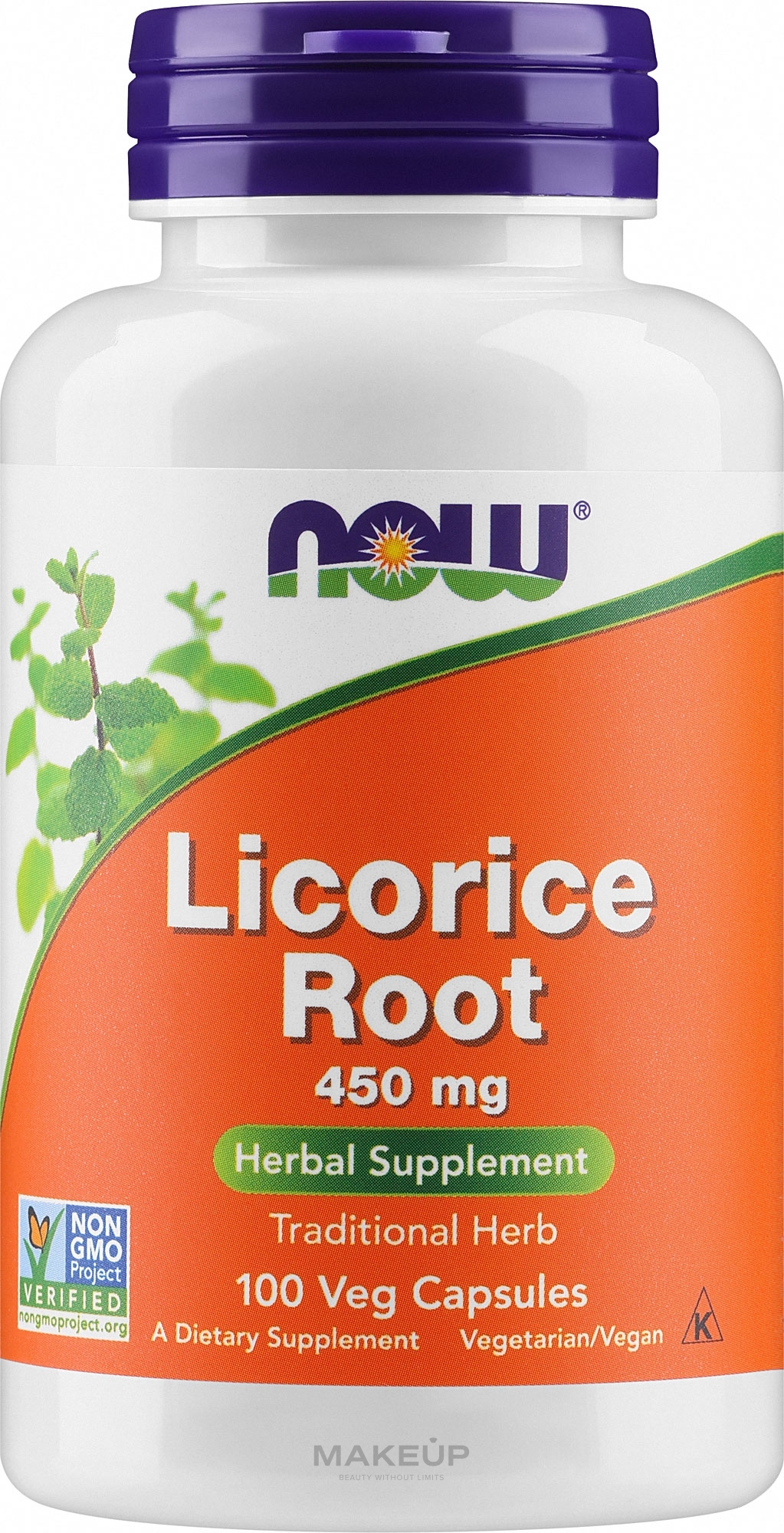 Харчова добавка "Корінь солодки", 450 мг - Now Foods Licorice Root Capsules — фото 100шт