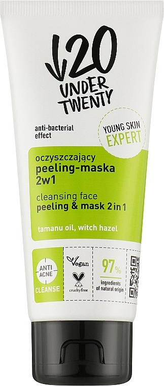 Очищувальна пілінг-маска 2 в 1 - Under Twenty Anti! Acne — фото N1