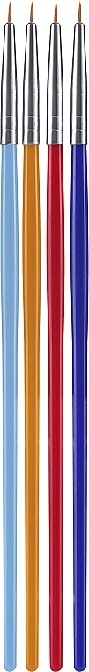 Набор кистей для маникюра, 4 шт., голубая + желтая + красная + синяя - Jafra-Nails — фото N1