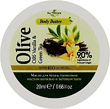 Масло для тіла з ваніллю та зеленим чаєм - Madis HerbOlive Olive Oil Vanilla & Green Tea Body Butter (міні) — фото N1