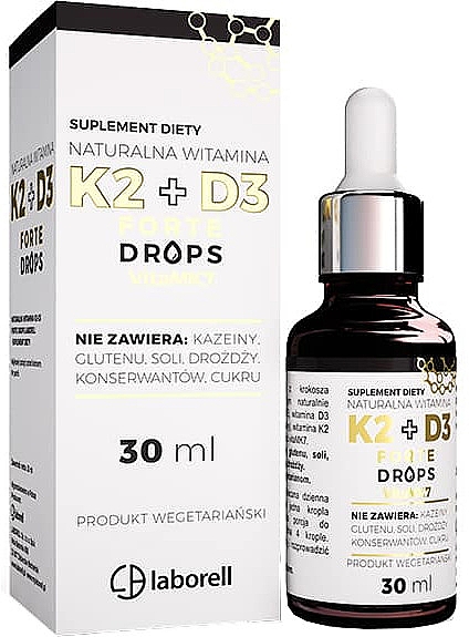 Харчова добавка "Вітамін K2+D3 Forte Drops", в краплях - Laborell — фото N1