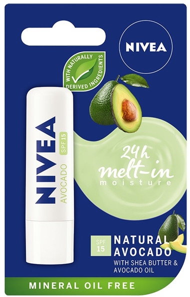 Бальзам для губ "Авокадо" - NIVEA 24H Melt-in Natural Avocado Lip Balm SPF15 — фото N1