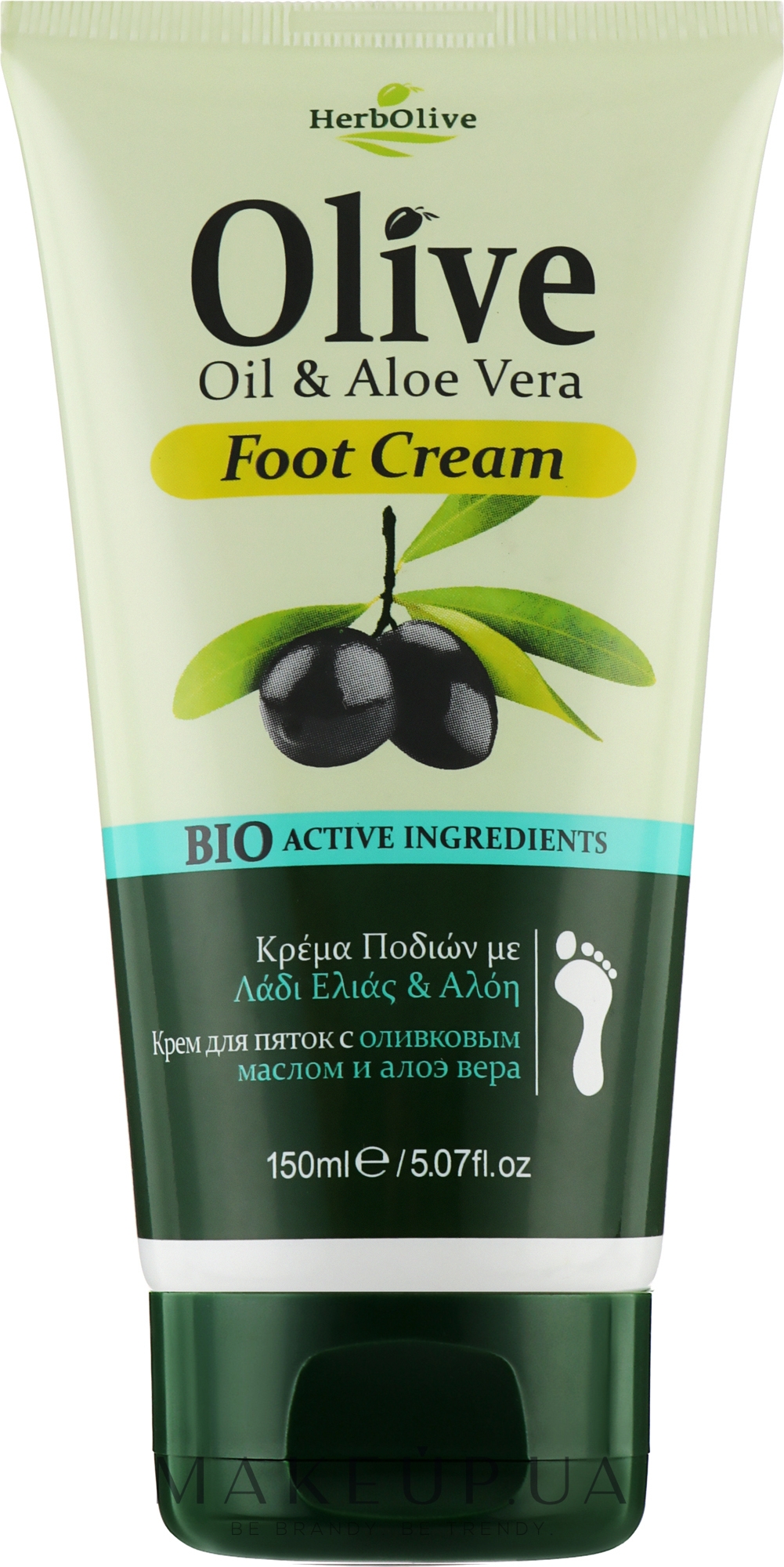 Крем для ухода за ногами "Алоэ вера" - Madis HerbOlive Foot Care Cream Aloe — фото 150ml