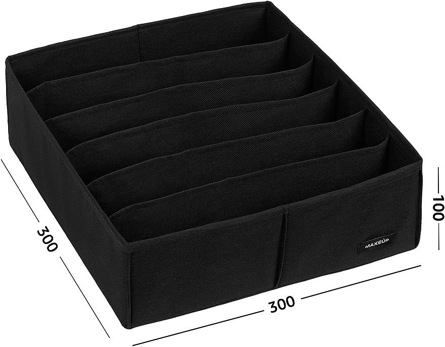Органайзер для зберігання з 6 комірками, чорний 30х30х10 см "Home" - MAKEUP Drawer Underwear Organizer Black — фото N2