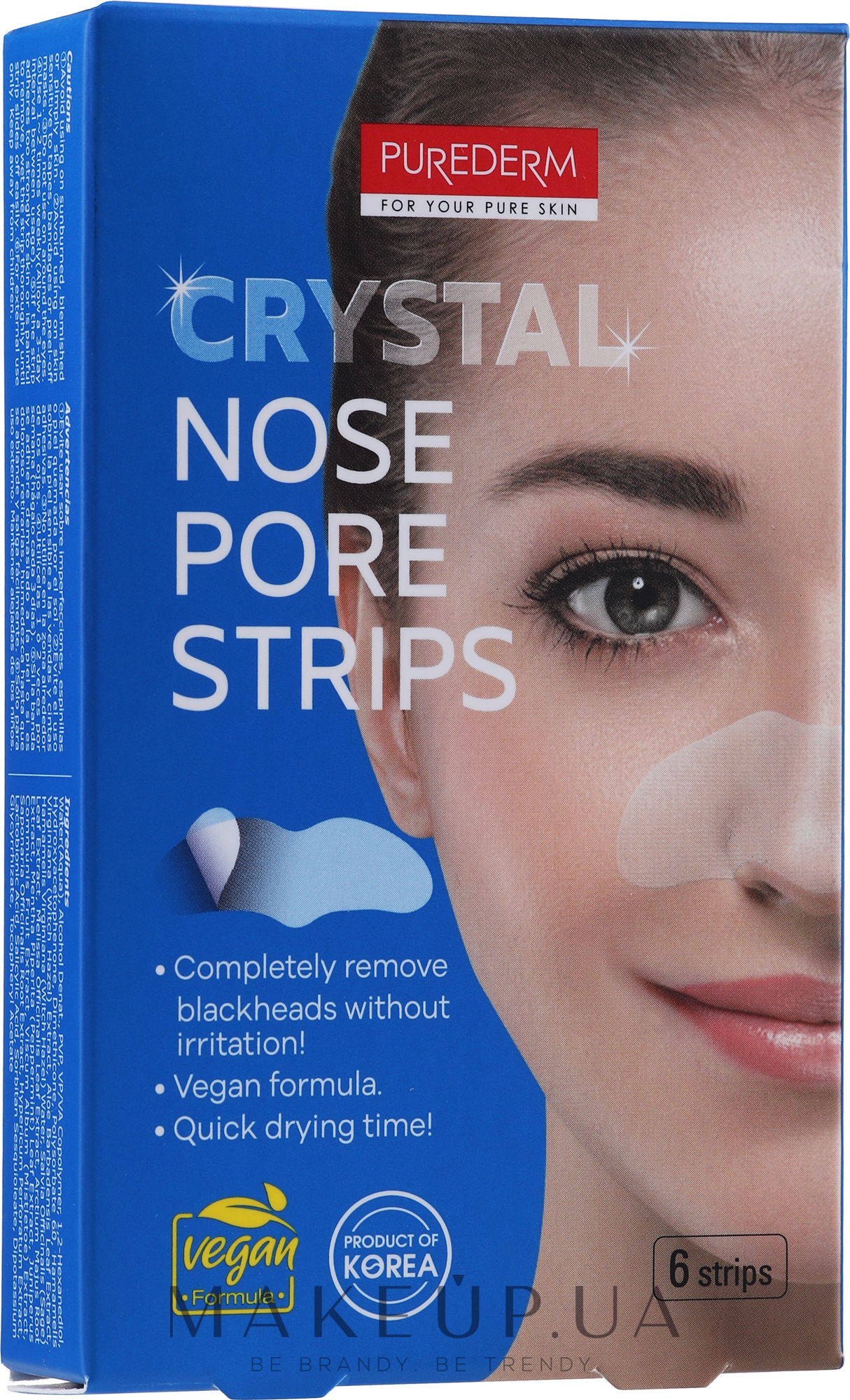 Очищувальні пластирі для носа «Paraben Free» - Purederm Nose Pore Strips — фото 6шт