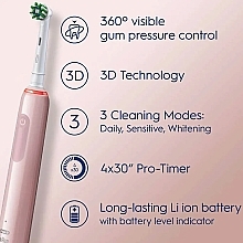 Электрическая зубная щетка, розовая - Oral-B Pro Series 3 Cross Action Electric Toothbrush Pink — фото N5