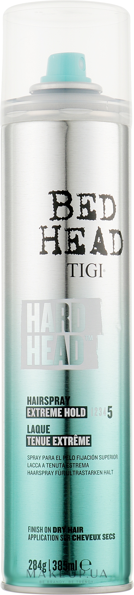 Лак для волос сильной фиксации - Tigi Bed Head Hard Head Hairspray Extreme Hold Level 5 — фото 385ml