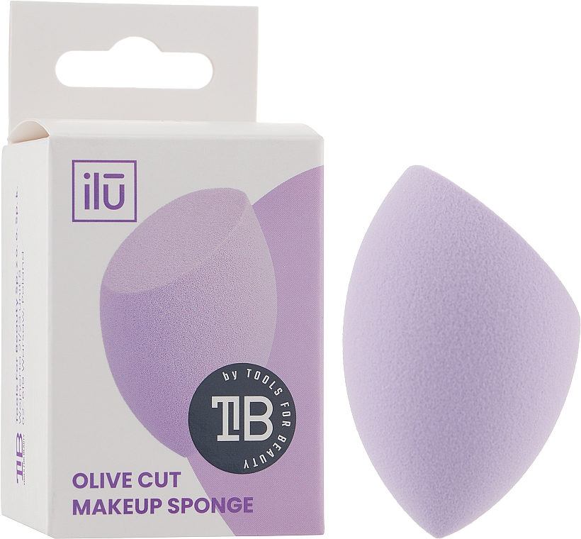 Спонж для макіяжу з плоским зрізом, фіолетовий - Ilu Sponge Olive Cut Purple — фото N2