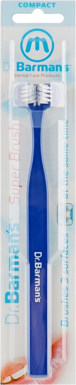 Трехсторонняя зубная щетка, компактная, темно-синяя - Dr. Barman's Superbrush Compact — фото N1