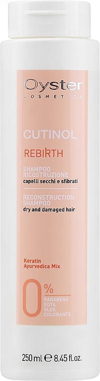 Кератиновий шампунь для реконструкції пошкодженого та сухого волосся - Oyster Cosmetics Cutinol Rebirth Shampoo