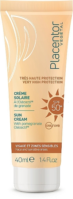 Солнцезащитный крем для лица и чувствительных зон - Placentor Vegetal Sun Cream SPF50+ — фото N1