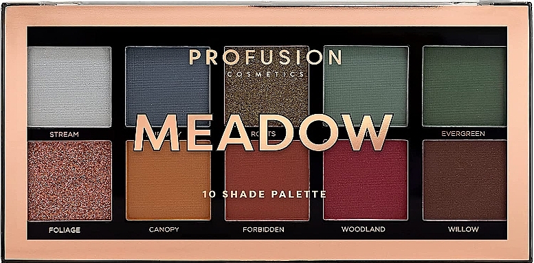 Палетка теней для век - Profusion Cosmetics Meadow 10 Shades Eyeshadow Palette — фото N1