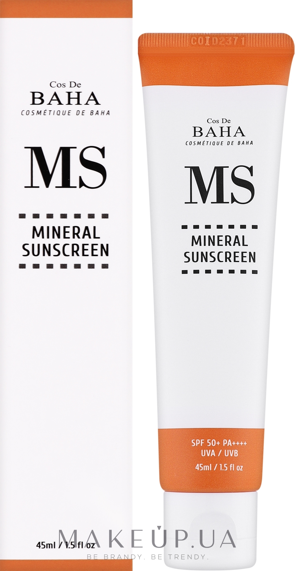 Мінеральний сонцезахисний крем - Cos De BAHA MS Mineral Sunscreen SPF50+ — фото 45ml