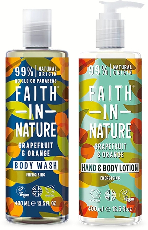 Набір - Faith In Nature Grapefruit & Orange Gift Set Body Care (b/wash/400ml + b/lot/400ml) — фото N2