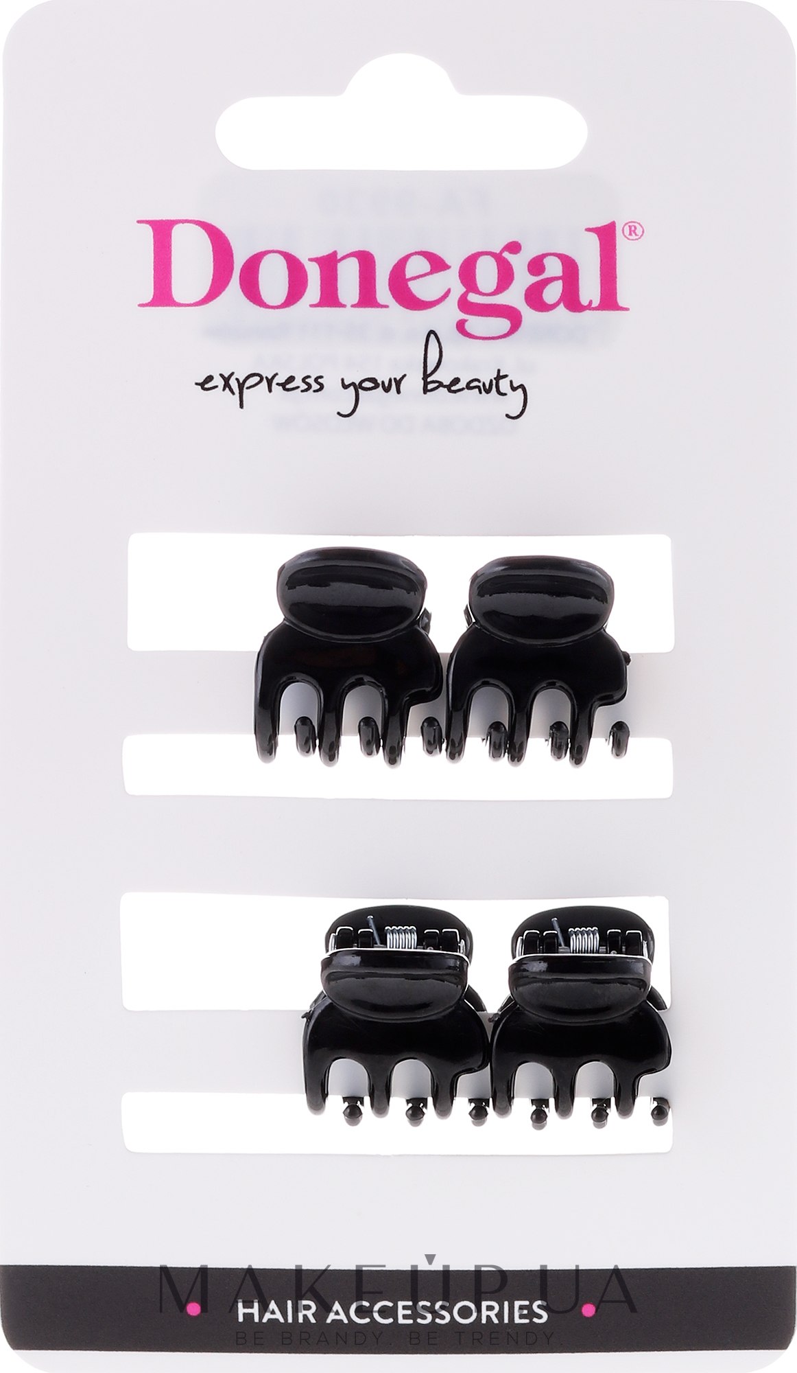 Затискач-краб для волосся FA-9930, міні, чорний, 4 шт. - Donegal Hair Clip — фото 4шт