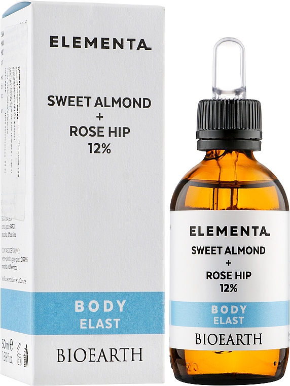 Сыворотка для эластичности кожи "Сладкий миндаль и шиповник 12%" - Bioearth Elementa Sweet Almond Rose Hip 12% — фото N2