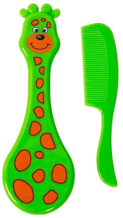 Расческа и щетка для волос "Жираф", зеленая - Lindo Li 600 — фото N1