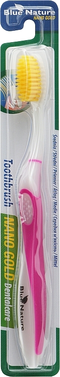 Зубна щітка з наночастинками, середньої м'якості, рожева - Blue Nature — фото N1