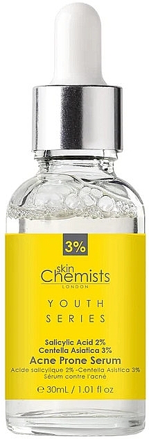 Сыворотка против акне - Skin Chemists Youth Series Salicylic Acid 2%, Centella Asistica 3% Acne Prone Serum — фото N1
