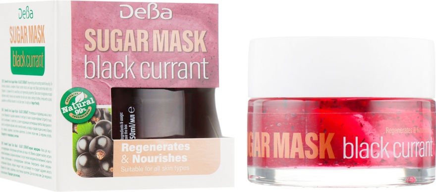 Відновлювальна живильна маска для обличчя та губ "Чорна смородина" - Deba Sugar Mask