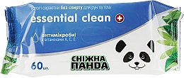 Парфумерія, косметика Вологі серветки для рук "Антимікробні" з вітамінами A, C, E - Сніжна панда Essential Clean