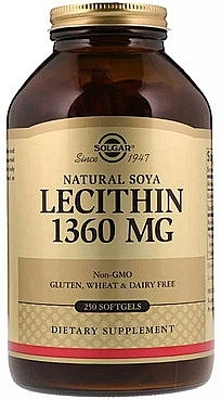 Пищевая добавка "Натуральный соевый лецитин" - Solgar Soya Lecithin 1360 mg 100 Softgels — фото N3