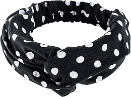Повязка на голову, трикотаж переплет, горохи бело-черные "Knit Fashion Twist" - MAKEUP Hair Accessories — фото N1