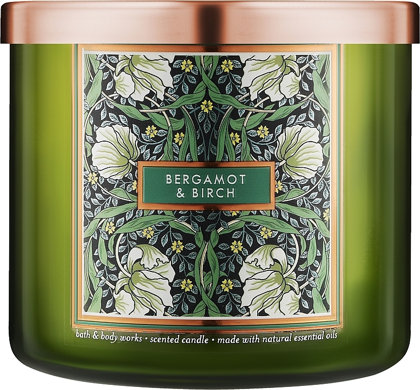 Аромасвіча 3-х гнітильна - Bath and Body Works Bergamot & Birch Candle — фото N1