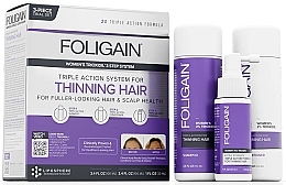Набор - Foligain Triple Action Hair Care System For Women (shmp/100ml + cond/100ml + ser/30ml) — фото N1