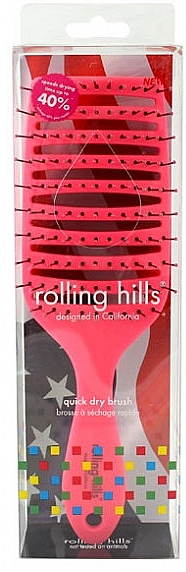 Расческа для быстрой сушки волос, розовая - Rolling Hills Hairbrushes Quick Dry Brush Pink  — фото N1