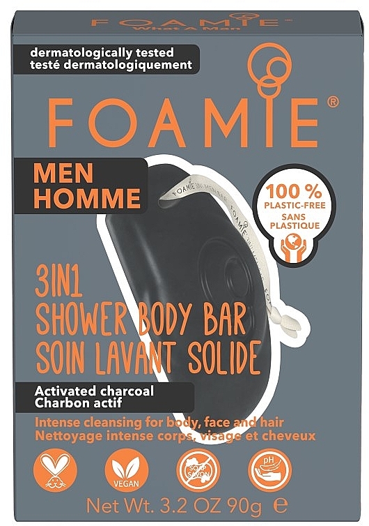 Мужское мыло для душа 3 в 1 - Foamie 3in1 Shower Body Bar For Men What A Man — фото N1