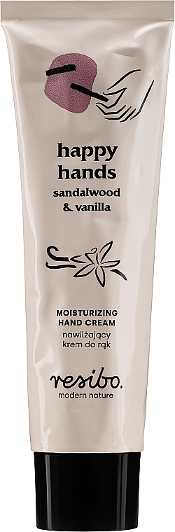 Зволожувальний крем для рук "Сандалове дерево й ваніль" - Resibo Happy Hands Moisturizing Hand Cream Sandalwood & Vanilla — фото N1