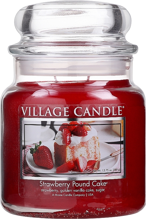 Ароматическая свеча в банке "Клубничный пирог" - Village Candle Strawberry Pound Cake — фото N2