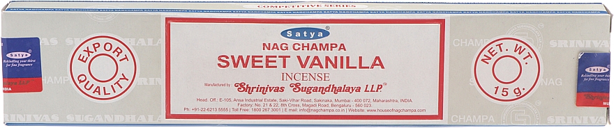 Пахощі "Солодка ваніль" - Satya Sweet Vanilla Incense — фото N1