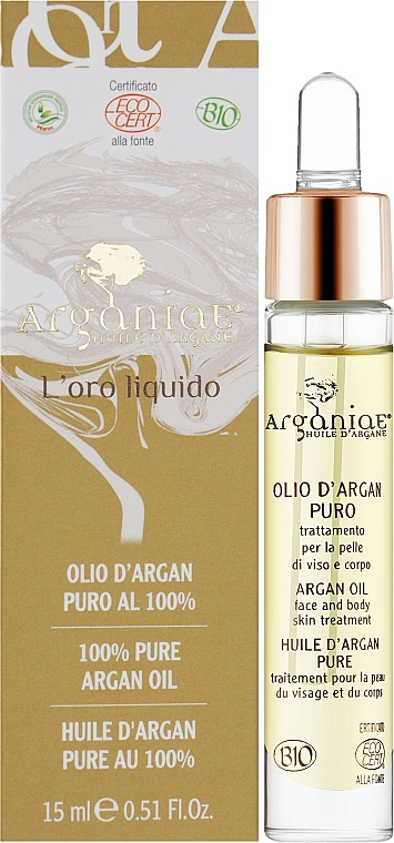 Чистое 100% органическое органовое масло с пипеткой - Arganiae L'oro Liquido — фото N2