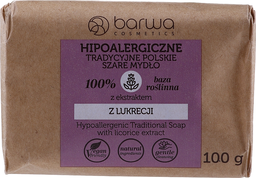 Традиційне сіре мило з екстрактом солодки - Barwa Hypoallergenic Traditional Soap With Licorice Extract — фото N1