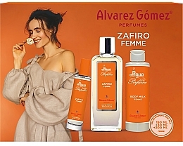 Alvarez Gomez Agua de Perfume Zafiro - Набір (edt/150ml + edt/30ml + b/milk/200ml) — фото N1